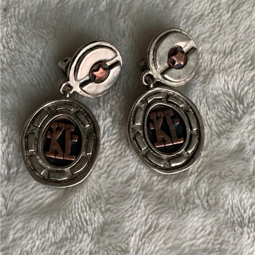 Vintage Karl Lagerfeld Earrings With Copper Logo